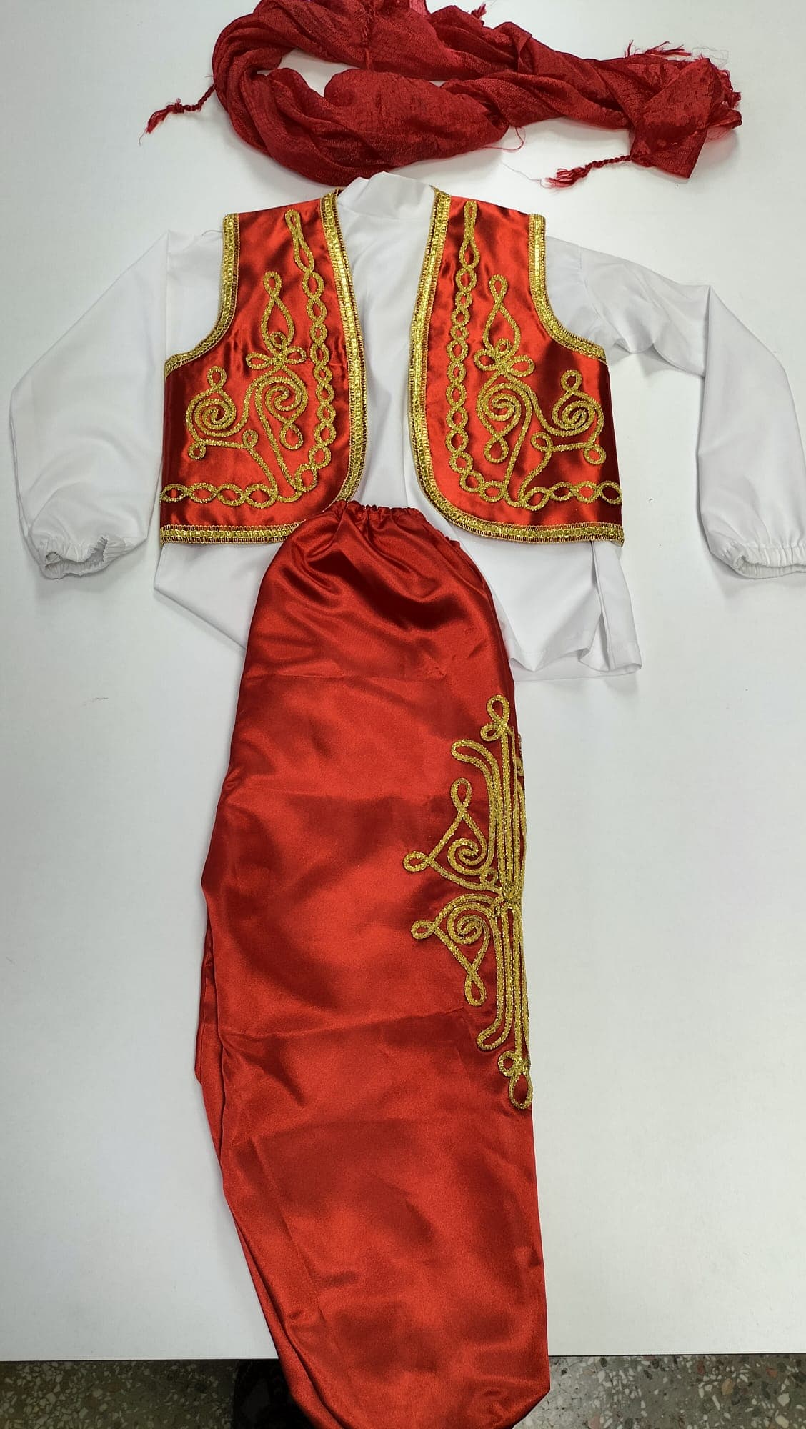 Halay Kız Kostümü (Kırmızı-Altın)